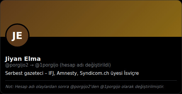 Jiyan Elma's X profile (account name changed from @porgijo2 to @1porgijo)